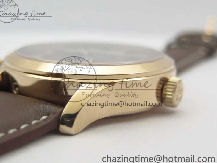 MIROTIME 0323 Calatrava 5524R Pilot Travel Time RG GRF Brown Dial on Brown Leather Strap MIYOTA TopPick 7155